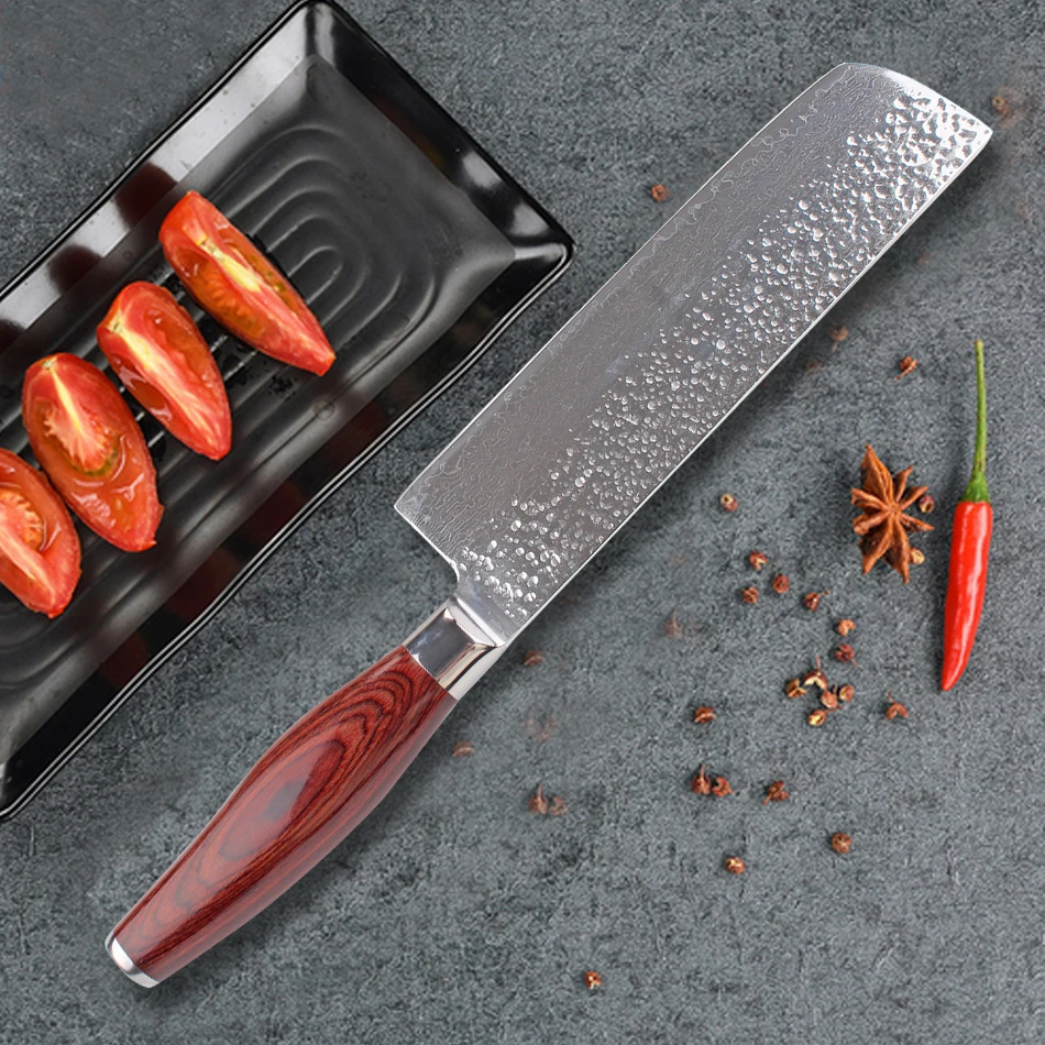 Kitchen Knife 7 &quotDamascus Cutlery Meat Cleaver Chef Stainless Steel Premium color wooden handle | Дом и сад