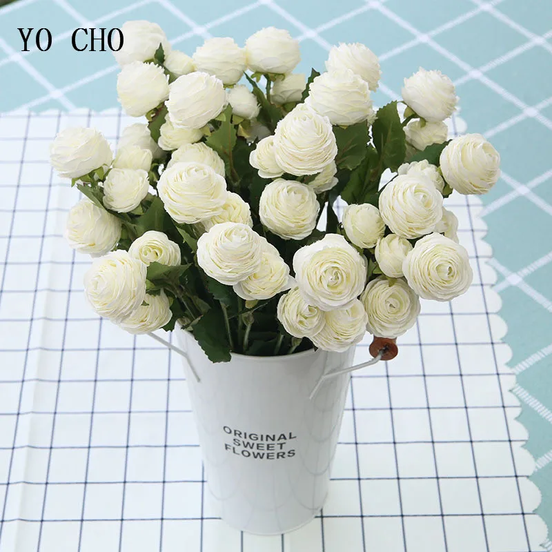 

YO CHO Beautiful Rose Peony Artificial Silk Flowers Small Bouquet Flores Home Party Spring Wedding Decoration Mariage Fake Flowe