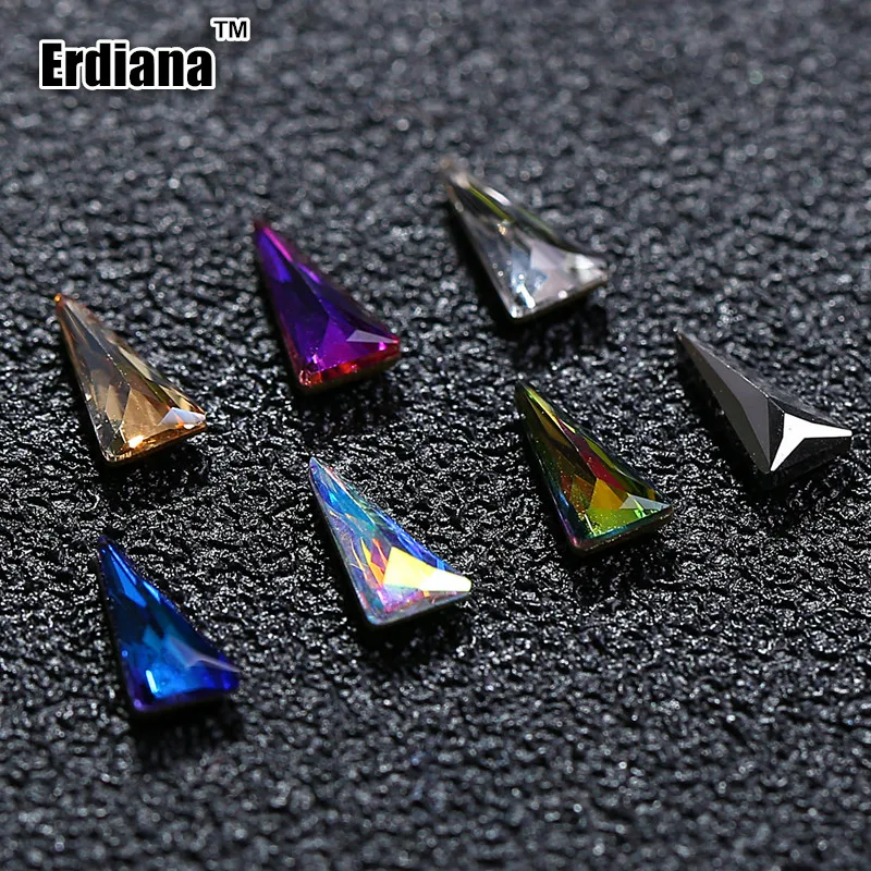 Erdiana 10 шт./компл. 5*10 мм хрусталя ногтей украшения треугольник AB блестящие