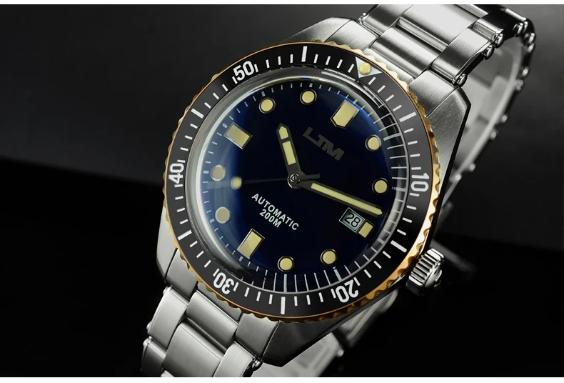 Мужские винтажные часы для дайвинга San Martin Sixty-Five, автоматические часы из нержавеющей стали 200, водонепроницаемые бронзовые кольцевые часы в ретро-стиле