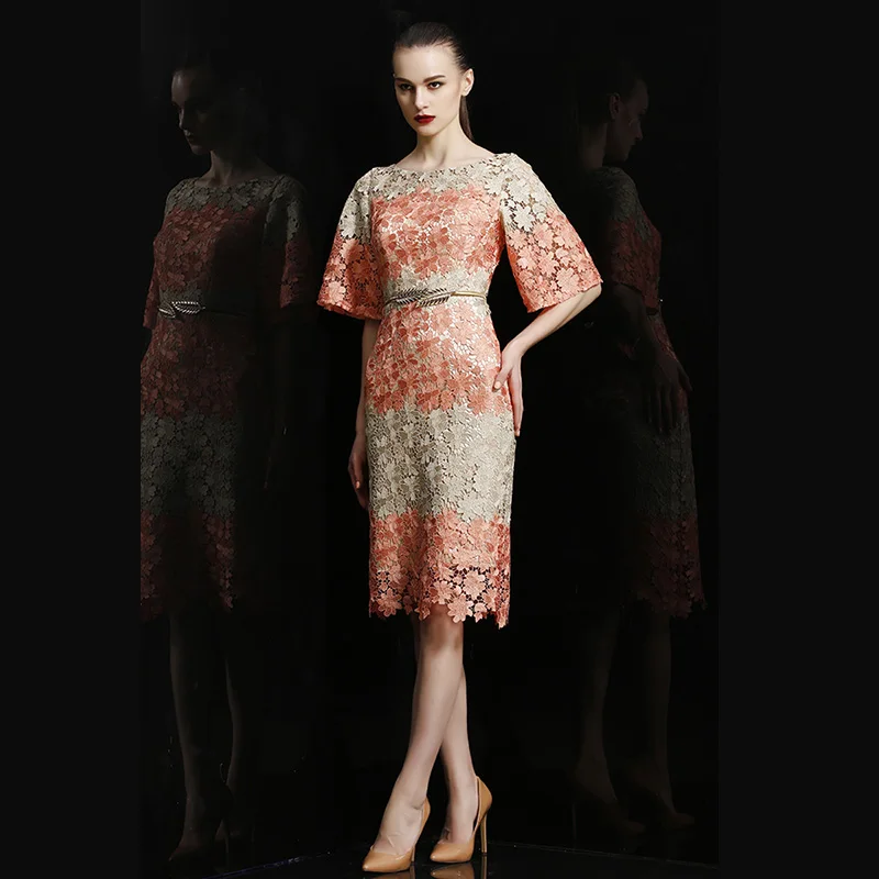 Вышивка Кружево 2018 Для женщин Элегантные Короткие платье Вечерние выпускных