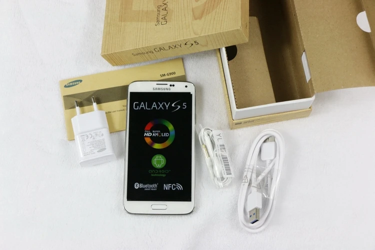 Оригинальный разблокирована Samsung Galaxy S5 i9600 мобильный телефон 5.1 &quotSuper AMOLED 4 ядра 16