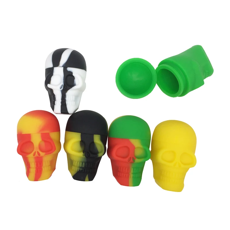 5pcs/lot Silicone Bho Dab Wax Oil Concentrate Container Jar Big Skull 15 ML Free Shipping |