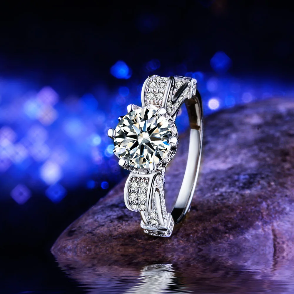 Crown silver plated Rings gift romantic love jewelry promise rings princess cut full paved Cubic Zircon wedding bands for women | Украшения