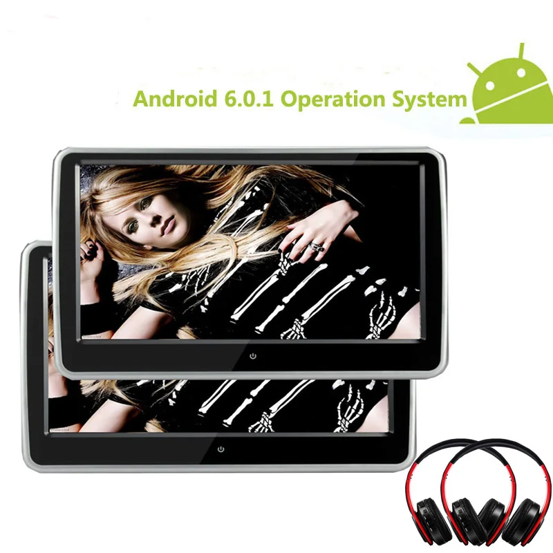 XST 10,1 дюймов Система Android 6.0.1 с wifi ips сенсорный экран автомобильный подголовник монитор MP5 плеер с USB/SD/Bluetooth/динамик - Цвет: 2 monitor 2 headset