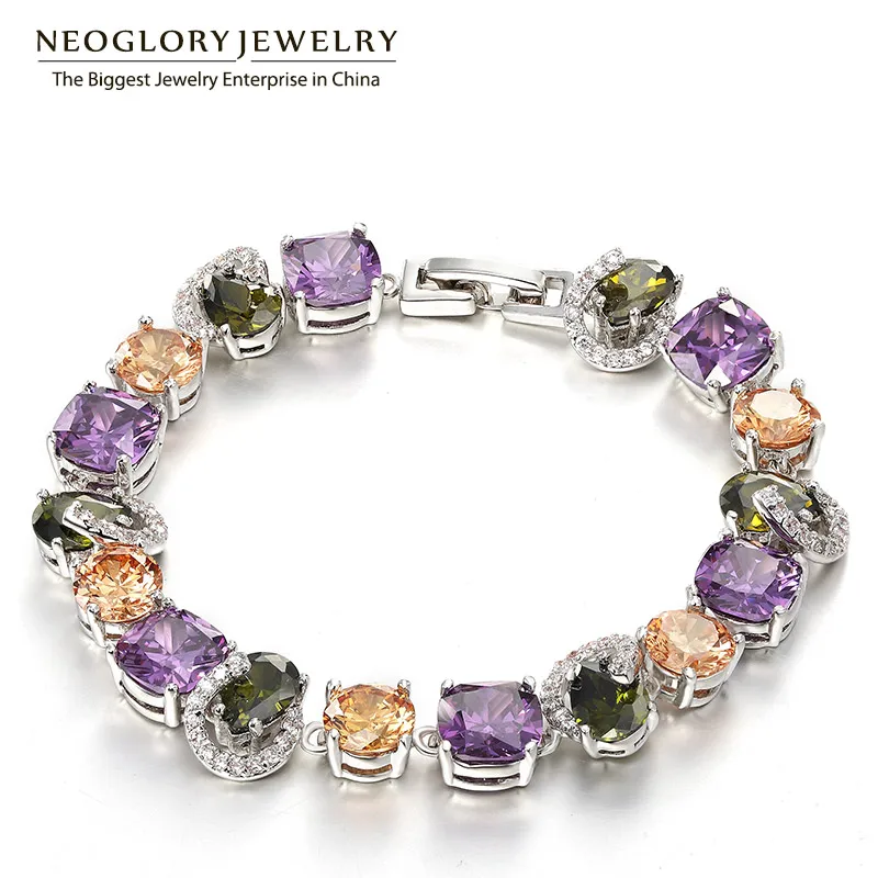 Фото Neoglory красочные AAA циркониевые очаровательные браслеты и для женщин модные