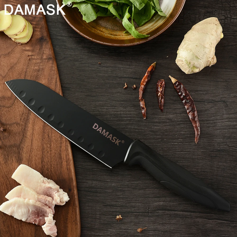 Профессиональный поварской нож Damask черные стальные кухонные ножи острый