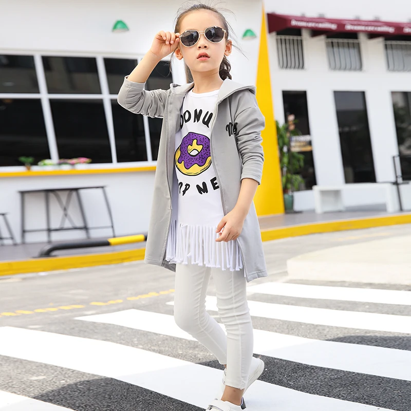 Детская одежда однотонная мультяшная Одежда для девочек на весну и осень новинка