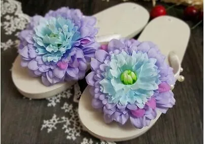 Модные Вьетнамки с цветами Женские Романтические сандалии на плоской подошве