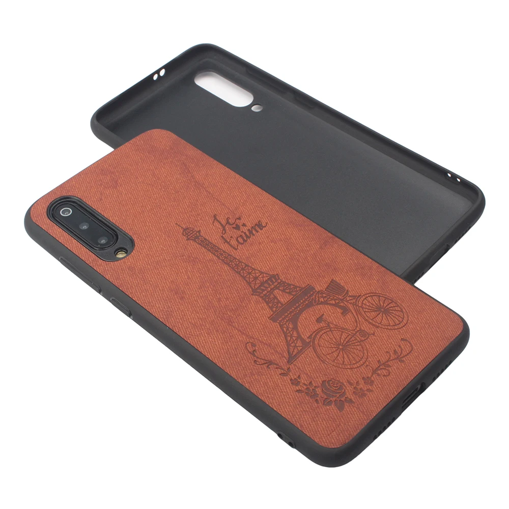 For Xiaomi Mi 9 Denim Tower Printed Case Style Canvas Mobile Phone Silicone Soft Edge Cloth Back Shell |