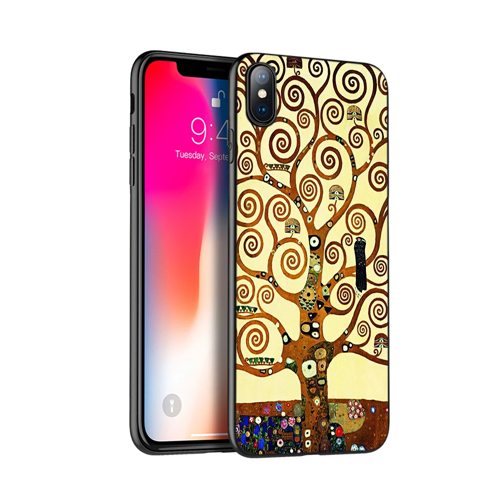 Черный чехол из ТПУ для iphone 5 5s se 6 6s 7 8 plus x 10 силиконовый XR XS 11 pro MAX Gustav Klimt Древо