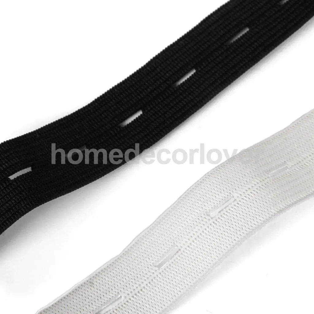 Sewing Button Hole Knit Elastic Band 1.5m 2cm Pack of 2 White and Black | Дом и сад