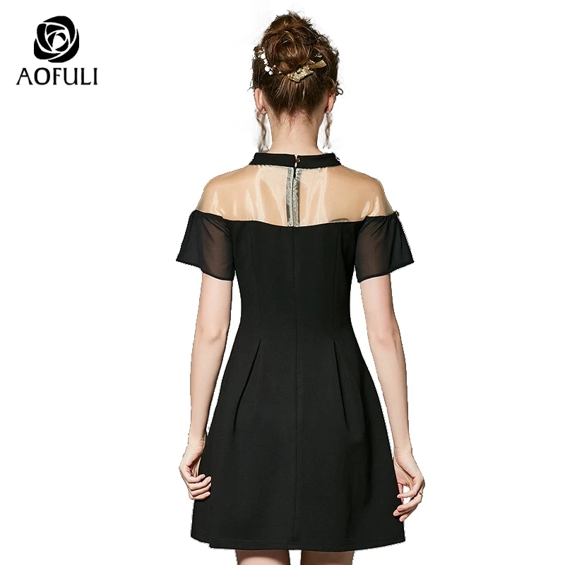 Фото Size-S Diamond Pearl Beaded Black Dresses Sexy See-Through Organza Patchwork Dress Fashion Short Sleeve B3773 Женская одежда Size-S Diamond Pearl Beaded Black Dresses Sexy See-Through Organza Patchwork Dress Fashion Short Sleeve B3773 Женская одежда