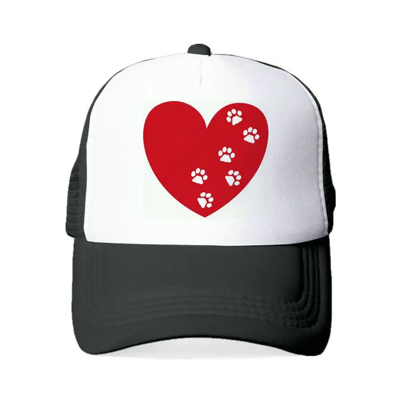 Модные сетчатые шапки с принтом в виде сердца Кепка надписью I Heart DOGS Baseketball летняя