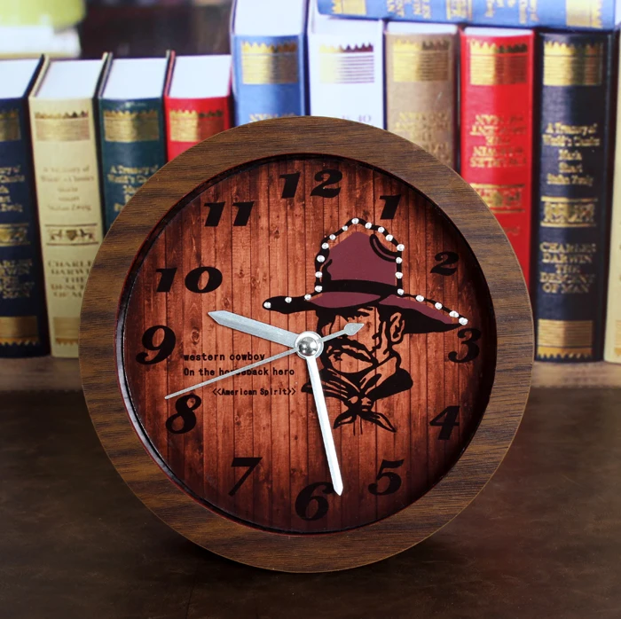 Американский свободный дух ковбой стиль деревянный стол часы США будильник