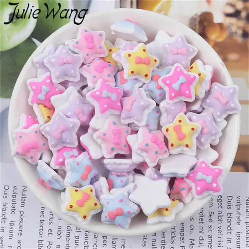 

Julie Wang 20PCS Resin Star Charms Multicolor Slime Tie Flatback Cabochon Pendants Jewelry Making Accessory Phone Decor