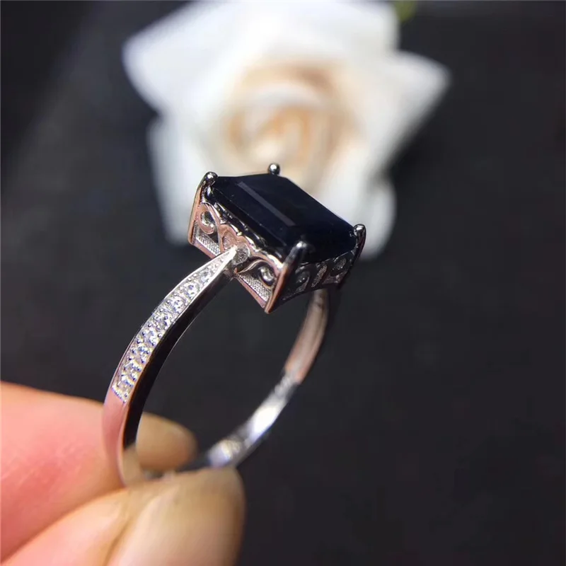 Модные кольца с натуральным сапфиром Для влюбленных мужчин и женщин 7x9 мм
