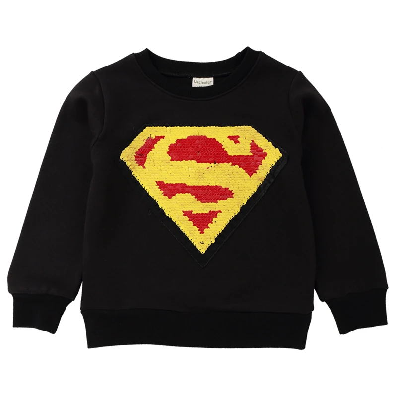 Свитер СУПЕРМЕНА для мальчиков Осенний вязаный свитер с блестками футболка