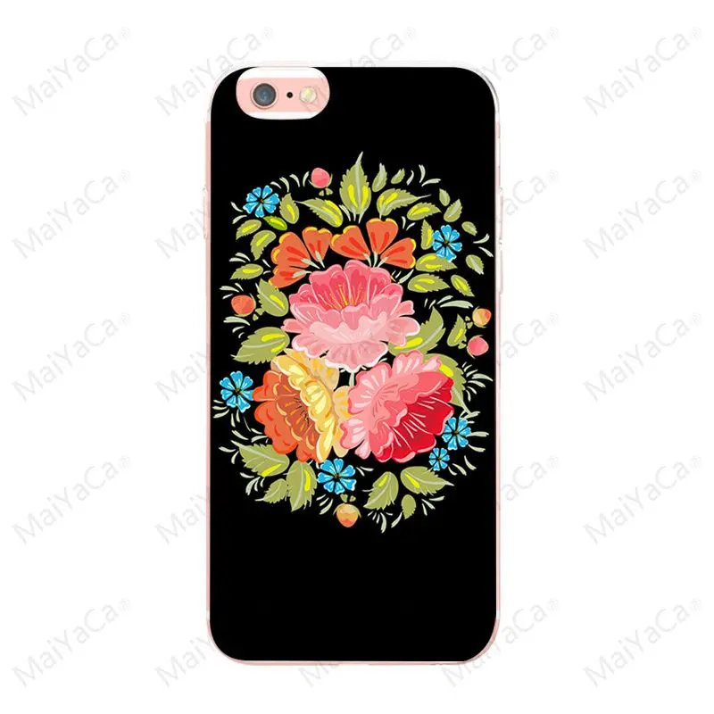 1 MaiYaCa Khokhloma русский Узор Цветок для iphone 8 8plus X XS XR Coque Shell для Apple iphone 5 5S SE и 6s 7 8 чехол для телефона - Цвет: 1