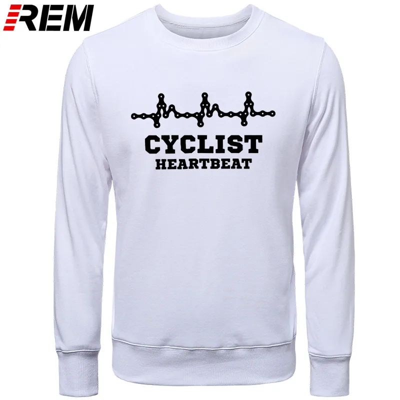 Для мужчин s CYCLINGer Cyclist Heartbeat Горный Дорожный велосипед Забавный велосипед мужские повседневные толстовки с длинными рукавами в китайском стиле, толстовки - Цвет: WHITE BLACK
