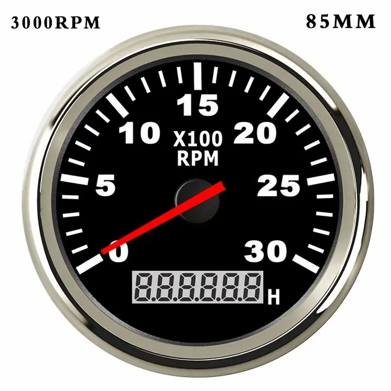 3000rpm 85mm Лодка Тахометр морской тахометр Калибр ЖК дисплей песочные часы 8000 мм об./мин./85 мм Лодка Тахометр 12 В в/24 В Красный Подсветка - Цвет: 3000rpm 85mm