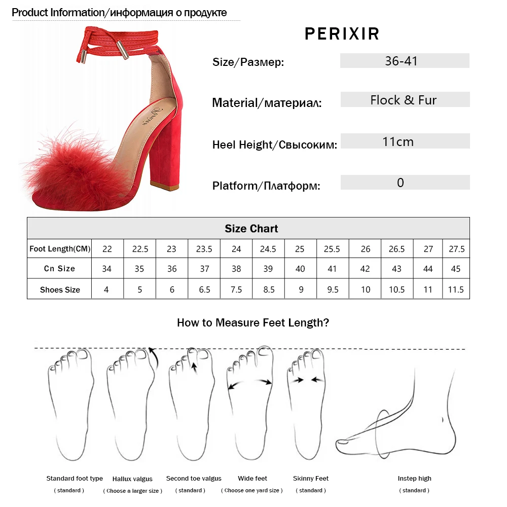 Perixir Women Shoes Thick High Heels Ankle Strap Rabbit's Hair Dress Black Red Woman Summer Sandals 2020 Size 35-41 | Обувь