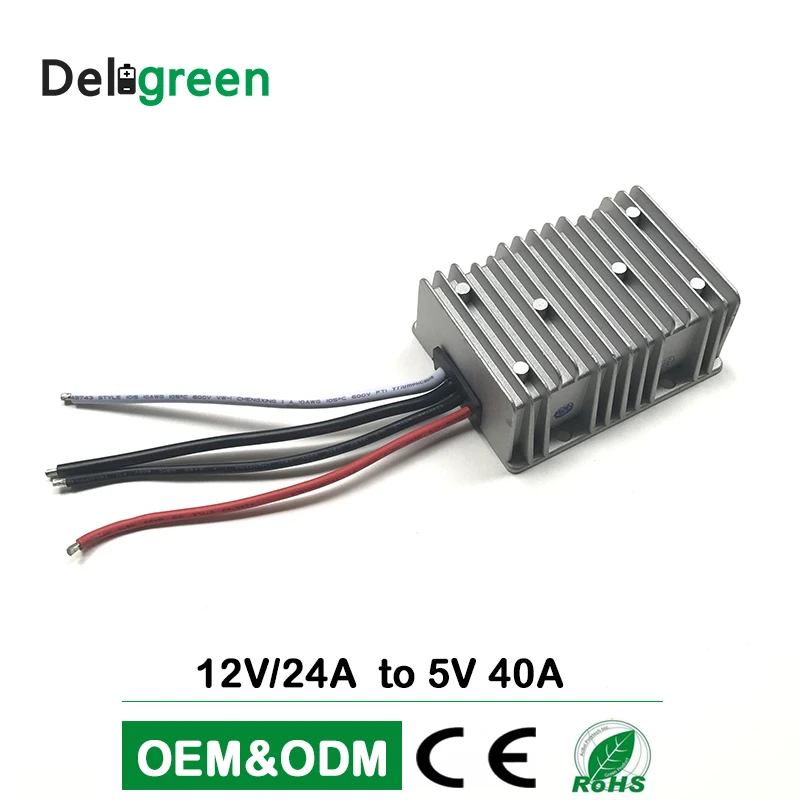 12V 24V до 5V 40A понижающий преобразователь 8V постоянного тока до 40V Широкий диапазон входного Вт конвертер постоянного/переменного тока, 200W регулятор автомобильный Шаг вниз редуктор