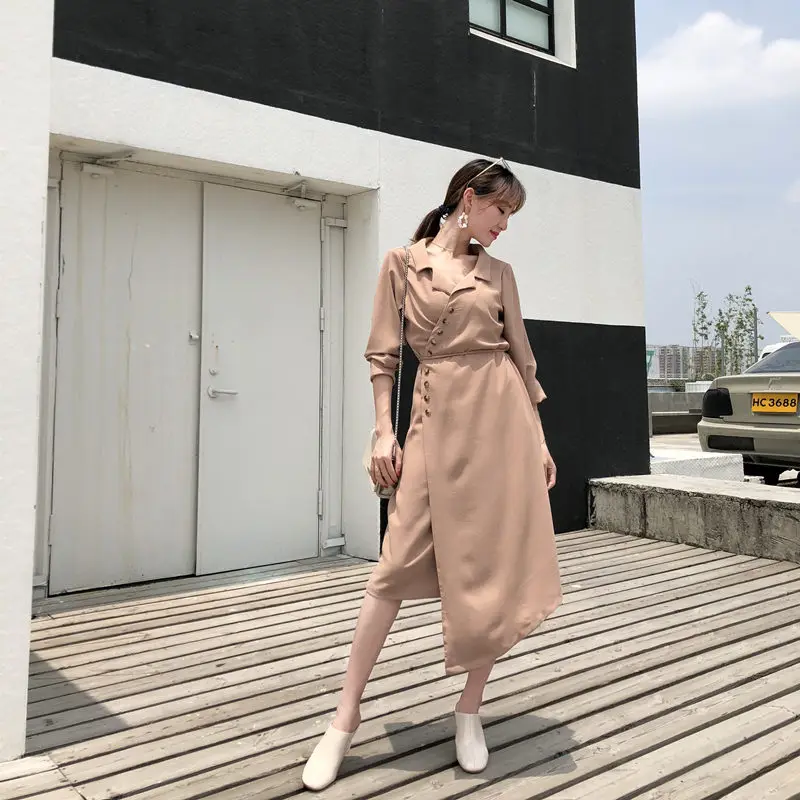 Весенние миди богемные макси платья для женщин чистого цвета с v-образным вырезом