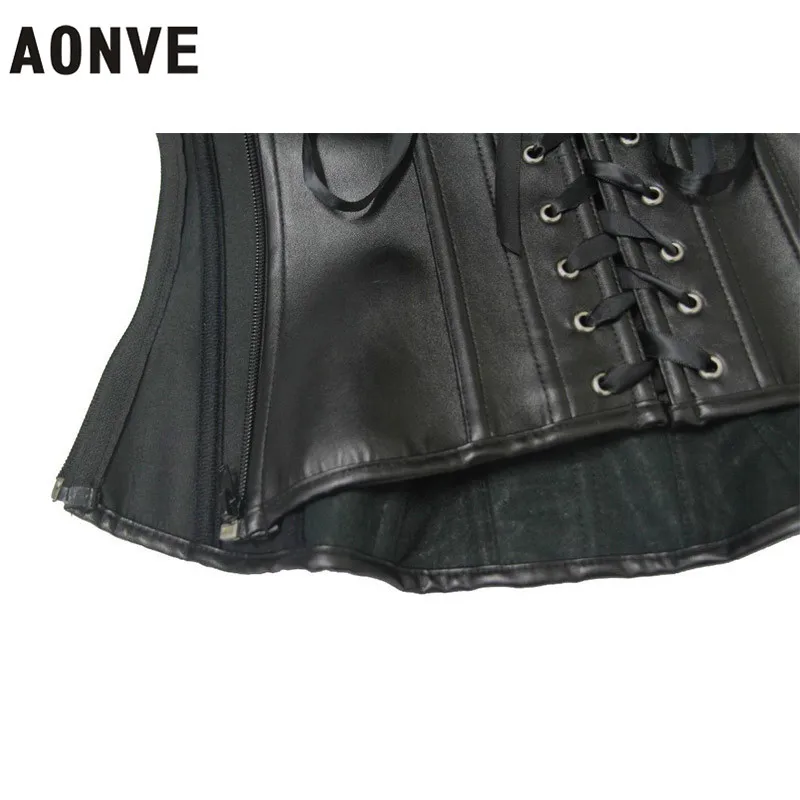 Женский кожаный корсет на молнии с эффектом пуш-апа | Женская одежда