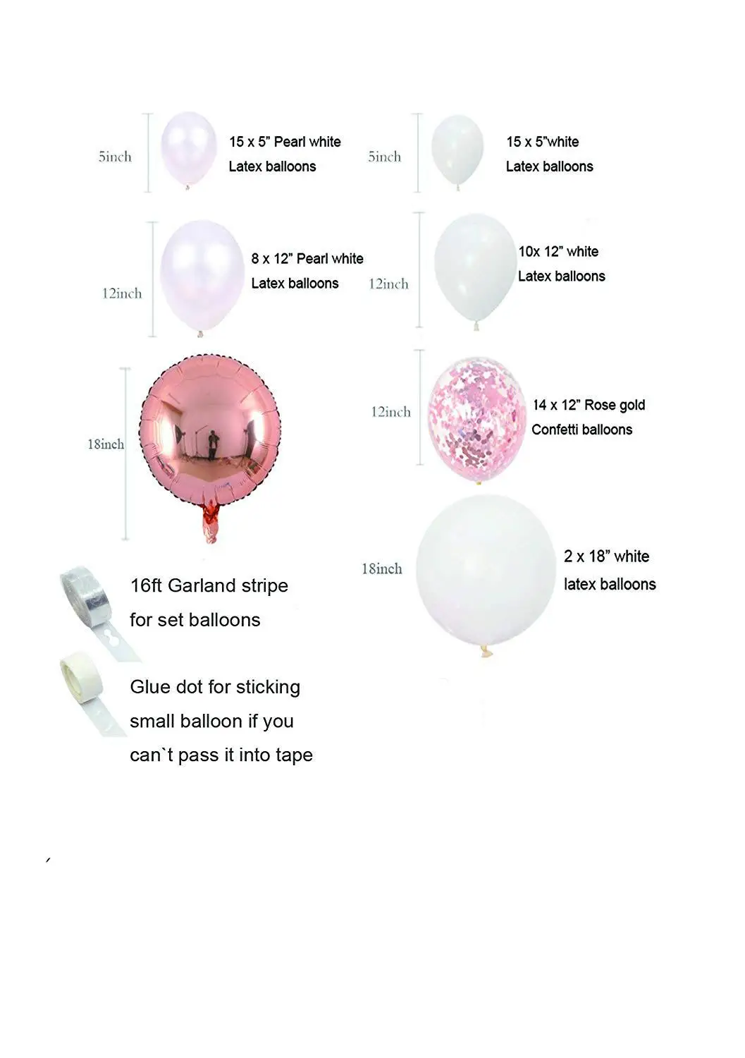 

Rose Gold Balloons Garland Kit 70pcs Latex Balloons Confetti Balloons Foil Balloons Combination Arch Garland Banner for party .
