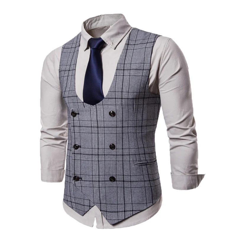 UNIVOS KUNI 2109 мужской новый весенний и осенний Модный деловой клетчатый костюм жилет