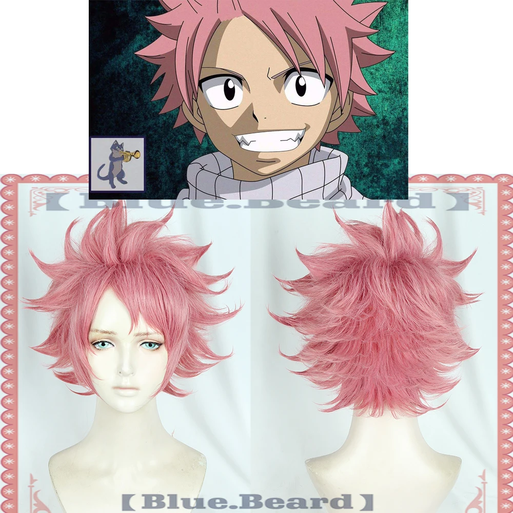 Biamoxer Etherious Natsu Dragneel Cosplay Wigs Fairy Tail Final Series TV Anime Pink Straight Synthetic Hair