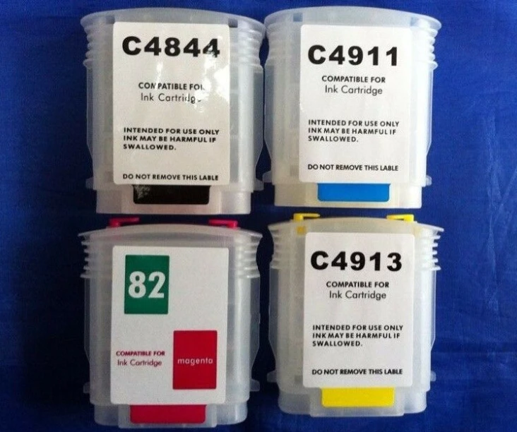 

PRINTER refillable CARTRIDGES 1SET 82 FOR HP DESIGNJET 500 800 C4911A-C4913A C4844A