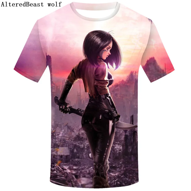 Фирменная футболка Alita с изображением ангела битвы 3d в стиле Харадзюку Мужская