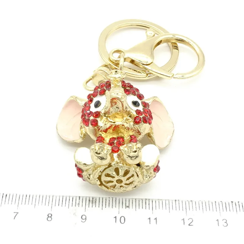 Розовый слон брелки брелок со стразами кошелек сумка Rhinestone CZ очаровательный брелок кулон G283