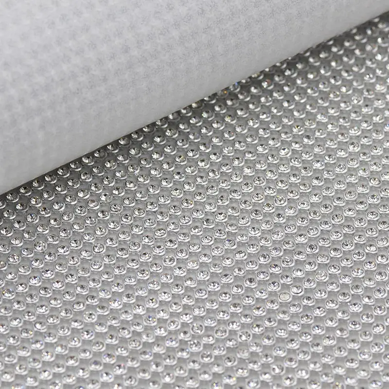 Silver Clear JUNAO 45x120 см Прозрачные исправление стразы на сетчатой основе лист стекло кристалл Отделка Ткань Золото Алюминий сетка аппликация из страз для платья ремесла - Цвет: Silver Clear