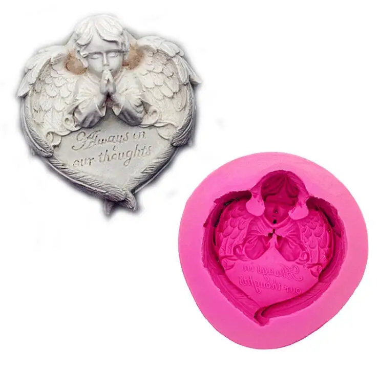 

Silicone Mold Angel Aroma Plaster resin clay Mould Wishing angel with wings Cake Decoration Handmade Soap candle Molds