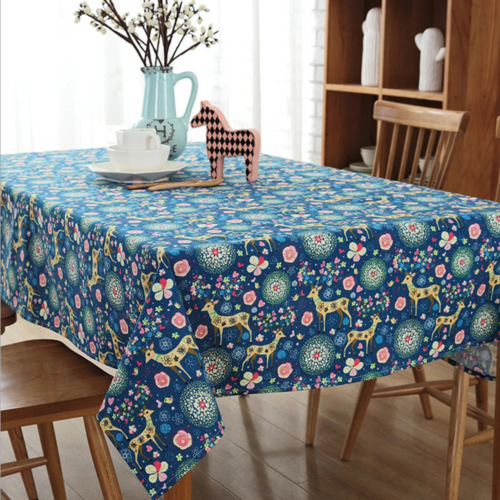New linen tablecloth color elk party living room meal cloth Christmas home textile finished product | Дом и сад