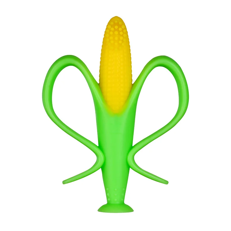 corn Детская силиконовая учебная зубная щетка BPA, форма кукурузы, безопасный Прорезыватель жевать, игрушки для прорезывания зубов, кольцо, подарок для младенца, жевание - Цвет: corn