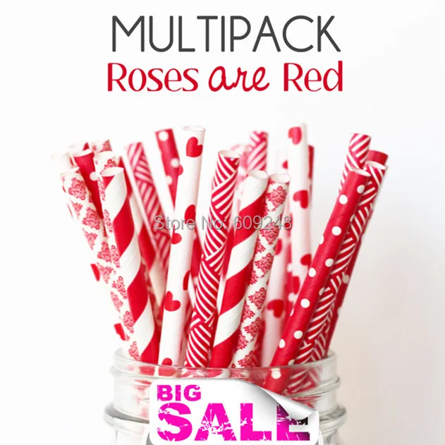 125 шт. разноцветные соломинки из красной бумаги для вечеринок красные и белые