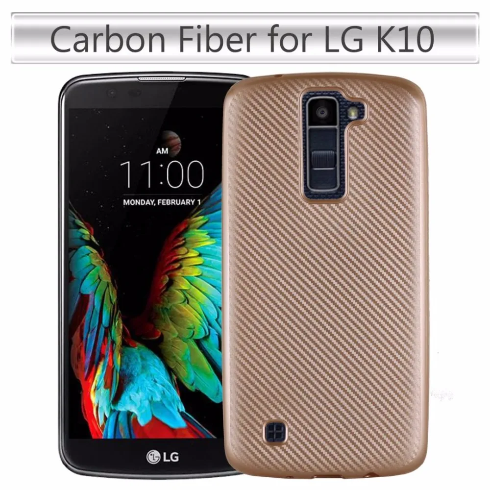 Для LG K10 Dual 5 3 дюймов чехол из углеродного волокна Мягкий ТПУ стильный светильник