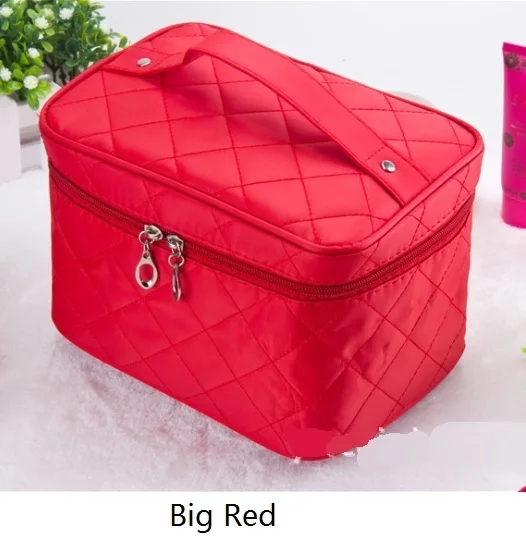 big red Косметичка Женская Стеганая профессиональная Косметичка женская Большая вместительная сумка для хранения дорожная косметичка ML1 - Цвет: big red
