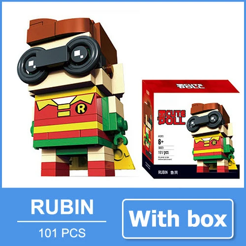 Robin with box Бэтмен чудо-женщина Супермен флеш-игрушки блоки мини фигурка акваман киборг кукла супергероя персонажи фильмов подарок для мужчин - Цвет: Robin with box