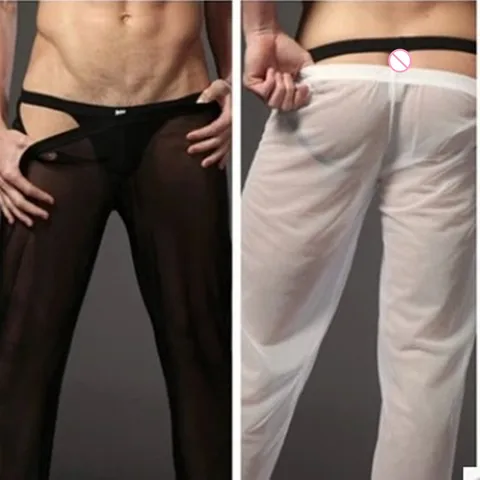 Размера плюс Для мужчин прозрачной марли свободные удобные подштанники, мужское нижнее белье, сексуальные трусики, штаны для девочек Для мужчин