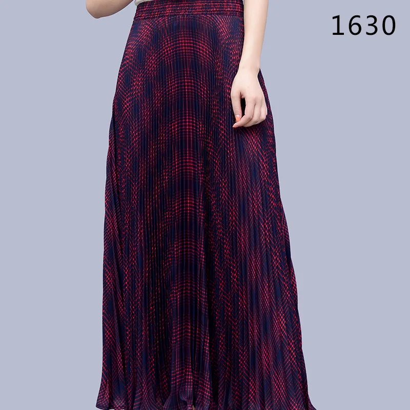 Женская длинная Плиссированная Юбка-макси трапециевидная юбка в клетку с