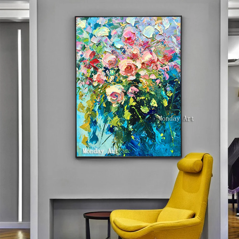 

Unframed 100% handmade Purple Flower handpainted Thick Painting Palette Knife Oil Painting Art Picture Modern Artwork Home Decor