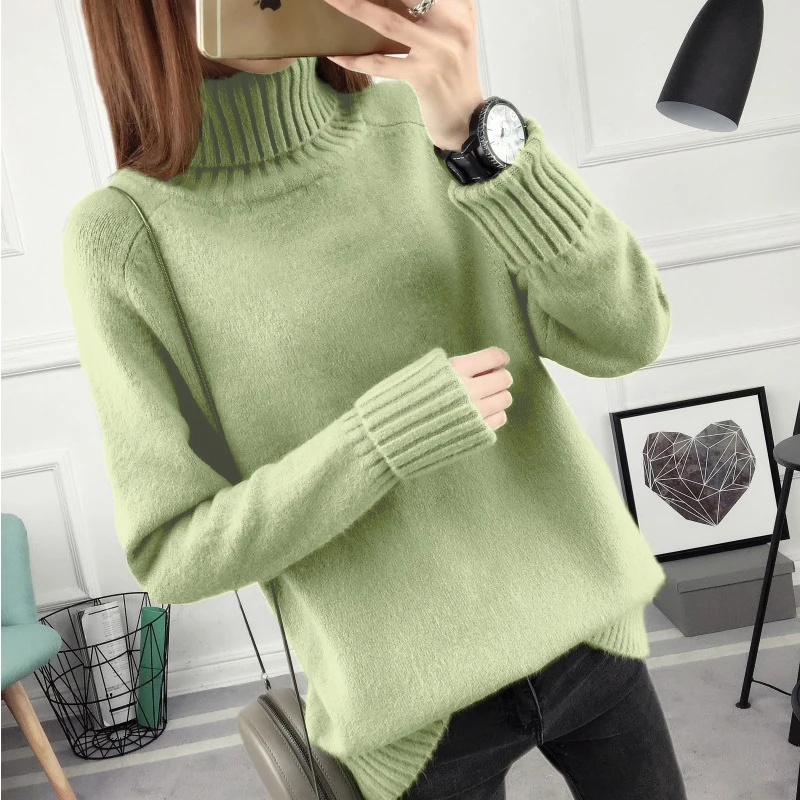 Autumn new loose high collar pullover autumn and winter models 2020 fashion solid color long-sleeved bottoming sweater tide | Женская