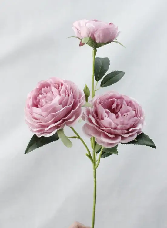 pink purple 3 головки пиона Искусственные цветы ветка Европейский шелк пион дешевые искусственные цветы для дома Свадебные украшения - Цвет: pink purple