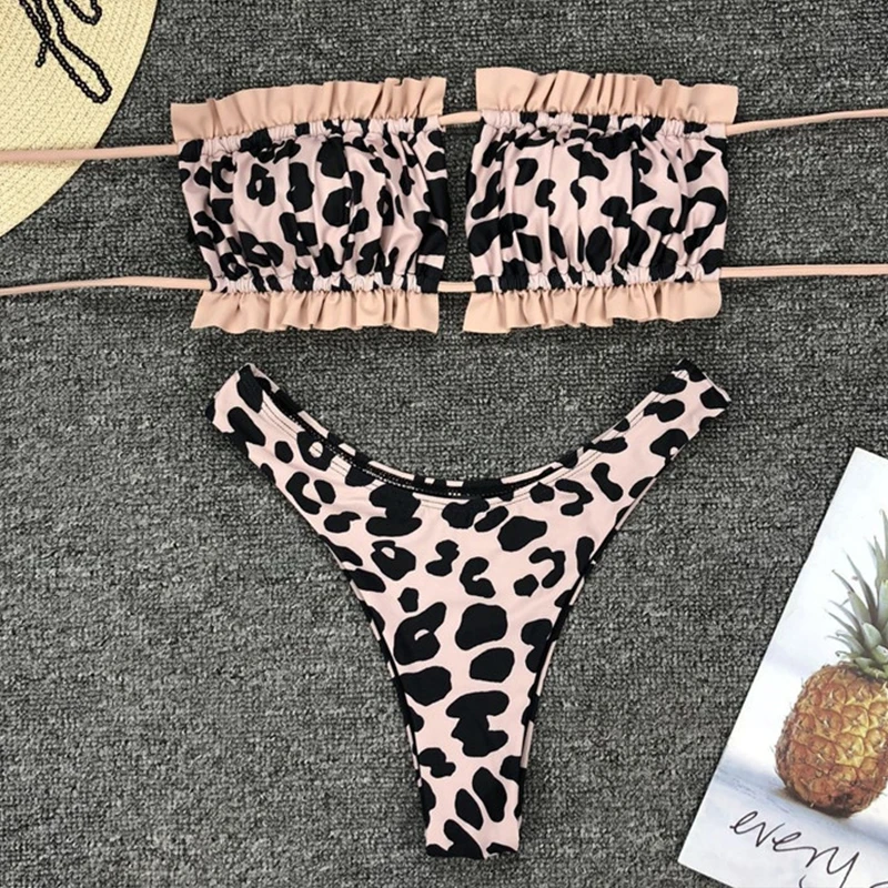 Peachtan Sexy pink swimwear women bathing suit Bandeau bikinis mujer Micro swimsuit female Push up two-piece suit summer