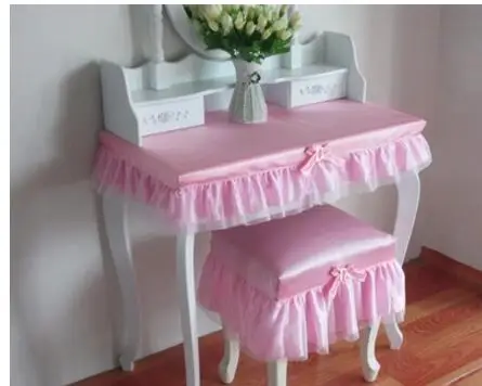 Атласная комод крышка скатерть ткань пыле кружевная подушка для макияжа